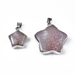Natural Cherry Blossom Agate Pendants&nbsp;G-N326-105