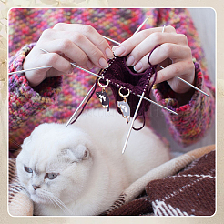 18Pcs 6 Styles Alloy Enamel Cat Shape Pendant Locking Stitch Markers&nbsp;HJEW-ME00171