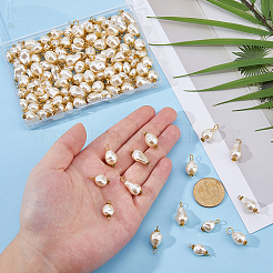 60Pcs 6 Styles ABS Plastic Pearl with 304 Stainless Steel Pendants & Connector Charms&nbsp;PALLOY-FH00180