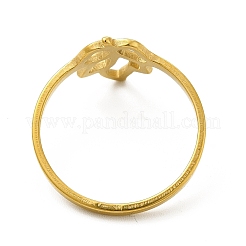 Ion Plating(IP) 201 Stainless Steel Hollow Out Leaf Finger Ring for Women&nbsp;RJEW-G278-31G