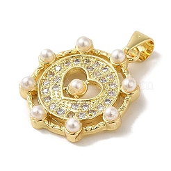 Rack Plating Brass Micro Pave Clear Cubic Zirconia Pendants&nbsp;KK-P267-04B-G