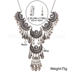 Alloy Acrylic Teardrop Tassel Pendant Necklaces & Dangle Earrings Sets&nbsp;FS-WGAE9A5-02
