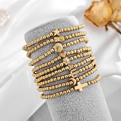 Round CCB Plastic & Alloy Beaded Stretch Bracelets for Women&nbsp;WG68281-01