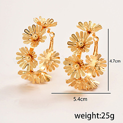 Luxurious Brass Flower Hoop Earrings&nbsp;NZ6033