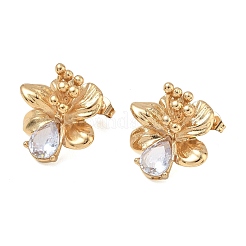 Valentine's Day 304 Stainless Steel Cubic Zirconia Stud Earrings for Women&nbsp;EJEW-F411-01G-02