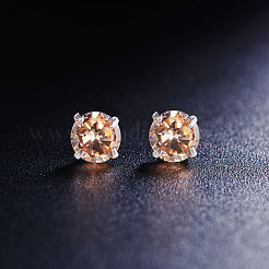 Rhodium Plated 925 Sterling Silver Four Pronged Ear Studs&nbsp;JE420E-01