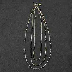 304 Stainless Steel Ball Snake Chain 3 Layer Necklaces for Women&nbsp;NJEW-V012-04G
