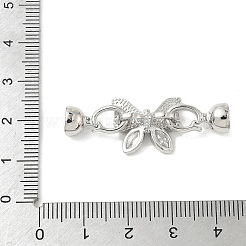 Butterfly Brass Micro Pave Clear Cubic Zirconia Fold Over Clasps&nbsp;KK-U059-28P