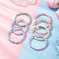 7Pcs Anti-Tarnish Electroplate Round Glass Beads Stretch Bracelets for Women&nbsp;BJEW-JB12664