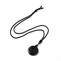 Adjustable Natural Mixed Gemstone Vortex Pendant Necklace with Nylon Cord for Women&nbsp;NJEW-L171-05