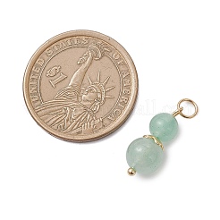 3Pcs 3 Styles Natural Green Aventurine & Moss Agate & Unakite Round Beaded Pendants&nbsp;PALLOY-JF04701-02