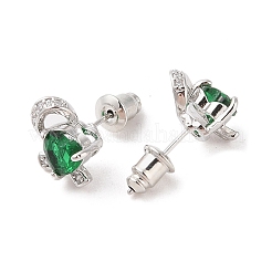 Rack Plating Brass Micro Pave Cubic Zirconia Stud Earrings&nbsp;EJEW-I304-06P