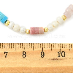 Natural Rose Quartz & Dyed Howlite & Rhodonite Heishi Beads and Natural Cultured Freshwater Pearl Rice Beaded Necklaces for Women&nbsp;NJEW-JN06294-01