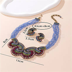 Shell Shape Alloy Rhinestone Multilayer Pendant Necklaces & Stud Earrings Sets&nbsp;WG942CA-03