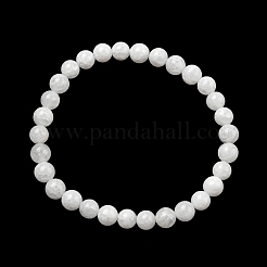 Natural White Jade Round Beaded Stretch Bracelets&nbsp;BJEW-F202-06-01
