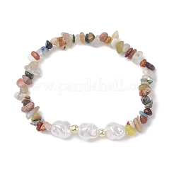 Natural Mixed Gemstone Chips Bead Stretch Bracelets for Women&nbsp;BJEW-JB13237