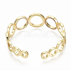 Brass Micro Pave Clear Cubic Zirconia Cuff Bangles&nbsp;BJEW-S142-016-NF