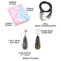 DIY Natural & Synthetic Gemstone Teardrop Pendant & Waxed Cord Pendant Necklace Making Kits&nbsp;DIY-FS0008-48