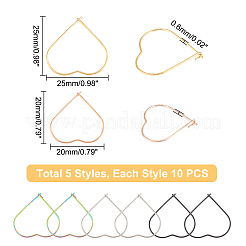 50Pcs 5 Style Ion Plating(IP) 304 Stainless Steel Hoop Earring Findings&nbsp;STAS-DC0007-06