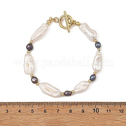 Natural Heishi Pearl Beads Bracelets with 304 Stainless Steel Toggle Clasps for Women&nbsp;BJEW-JB14408