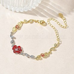 Brass Micro Pave Clear Cubic Zirconia Link Chain Bracelets for Women&nbsp;BJEW-C156-05PG