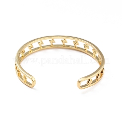 Clear Cubic Zirconia Lighting Bolt Open Cuff Bangle&nbsp;BJEW-A123-01G