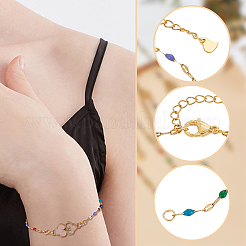 10Pcs 5 Colors 304 Stainless Steel Enamel Oval Link Chain Bracelet Makings&nbsp;AJEW-GO00045