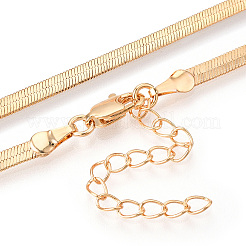 Brass Flat Snake Chain Necklaces for Women Men&nbsp;NJEW-N054-04G