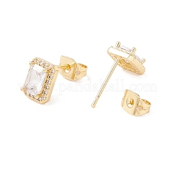 Clear Cubic Zirconia Rectangle Stud Earrings&nbsp;EJEW-F282-30G
