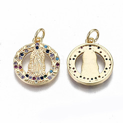 Brass Micro Pave Colorful Cubic Zirconia Pendants&nbsp;KK-S356-158G-NF
