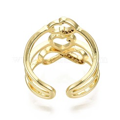 alentine's Day Brass Micro Pave Clear Cubic Zirconia Cuff Rings&nbsp;RJEW-S044-126-NF