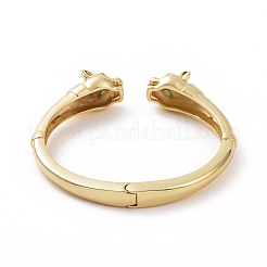 Green Cubic Zirconia Leopard Open Cuff Bangle&nbsp;BJEW-F448-03G