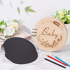 Round Wooden Cover Baby Scrapbook DIY Binder Photo Album&nbsp;DIY-WH0349-113B