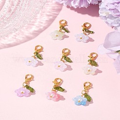 8Pcs 8 Colors Flower Acrylic Pendant Decorations&nbsp;HJEW-FS00034-04
