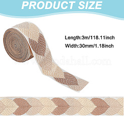 Polyester Jacquard Leaf Ribbon for Garment Accessories&nbsp;OCOR-WH0097-23D