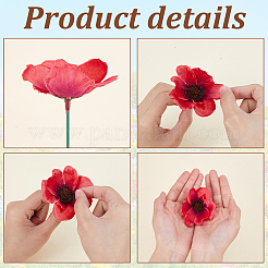 60Pcs 3 Colors Cloth Artificial Poppy Flower Heads&nbsp;AJEW-GA0009-24