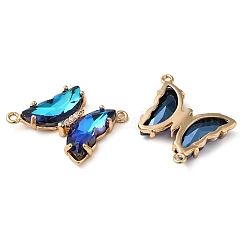 Brass Pave Faceted Glass Connector Charms&nbsp;X-FIND-Z020-04D