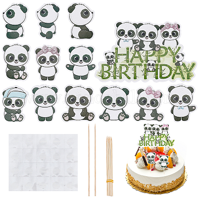 DIY Paper Panda Cake Topper Set, Cake Insert Card, with Bamboo Rod and  Stickers, for Party Cake Decoration, Mixed Color, Panda Tag:
