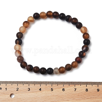 Natural Banded Agate/Striped Agate Bead Stretch Bracelets&nbsp;BJEW-K212-A-003-1
