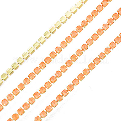 Brass Rhinestone Strass Chains&nbsp;CHC-N017-003A-B04-1