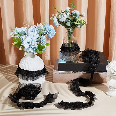 Satin Chiffon Double Ruffled Lace Trim&nbsp;OCOR-WH0047-32A-1