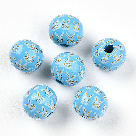 Easter Theme Printed Wood Beads&nbsp;WOOD-T032-22F-1