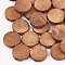 Natural Pear Wood Beads, Dyed, Flat Round, Chocolate, 15x4mm, Hole: 1.8mm