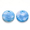 Cellulose Acetate(Resin) Pendants, Flat Round, Deep Sky Blue, 17x3mm, Hole: 1.2mm