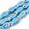 Handmade Porcelain Ceramic Beads Strands, Hand Painted, Bright Glazed Porcelain, Fish, Dodger Blue, 19x10x8mm, Hole: 1.5mm, about 17pcs/strand, 12.40 inch(31.5cm)