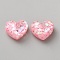 Resin Cabochons, Heart, Pink, 16x18x9.5mm