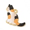 Alloy Enamel Pendants, Cat Charm, Golden, Orange, 17x19x1.5mm, Hole: 1.4mm