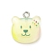 Translucent Resin Pendants, Animals Charms with Platinum Plated Iron Loops, Bear, 18.5x17x3.8mm, Hole: 1.7mm