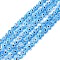 Handmade Millefiori Glass Bead Strands, Flower, Deep Sky Blue, 5.5~8x2.5mm, Hole: 1mm, about 64~67pcs/strand, 15.75 inch~16.34 inch(40~41.5cm)