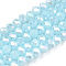 Electroplate Glass Beads Strands, Opaque Solid Color, AB Color Plated, Faceted, Rondelle, Sky Blue, 2.9~3.3x2mm, Hole: 0.8mm, about 135~140pcs/strand, 32~34cm